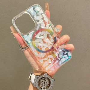 เคสโทรศัพท์แม่เหล็กกันลื่น TPU + TPE เคสโทรศัพท์แม่เหล็กสีดำขาวพร้อมเลเซอร์สีดำสำหรับ <span class=keywords><strong>iPhone</strong></span> 16 PRO MAX 15 14 13 PRO MAX - Product Image 3