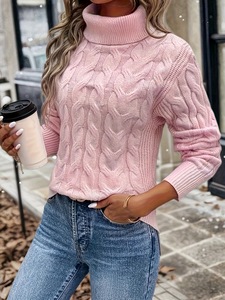 <span class=keywords><strong>Maglione</strong></span> da <span class=keywords><strong>Donna</strong></span> Autunno-Inverno 2026, Moda Femminile, Tinta Unita, Intrecciato, Maniche Lunghe, Collo Alto, Lavorato a Maglia - Product Image 2
