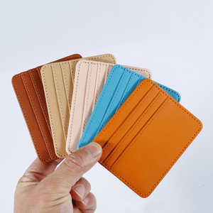 Slanke PU Lederen Creditcardhouder Effen Kleuren Kunstleren Kaarthouder Portemonnee Heren Dames 4 Vakken Zak Portemonnee Aangepast Logo - Product Image 1