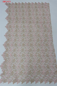 Fabrication en usine de tissu de dentelle de broderie de fleurs douces écologiques ligne d'or brillant couleur rose <span class=keywords><strong>oeillet</strong></span> personnalisé conception évidée - Product Image 6