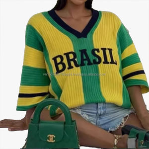 Nuevo Suéter Deportivo de Punto Holgado con Letras Estampadas, Estilo Jersey, Cuello Redondo, 100% Algodón, Personalizable, Venta al Por Mayor 2026 - Product Image 4