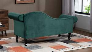 Chaise Longe <span class=keywords><strong>de</strong></span> terciopelo verde <span class=keywords><strong>de</strong></span> lujo, muebles para el hogar, cómodo sofá para sentarse para dormitorio, Hotel, apartamento, Villa - Product Image 2