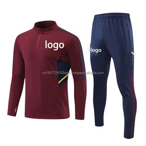 Traje de Entrenamiento de Fútbol de Manga Larga con Media Cremallera para Adolescentes, Diseño Personalizable Impreso, Secado Rápido, Transpirable, Ropa Deportiva Anti-UV - Product Image 1