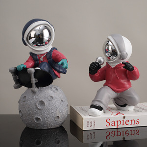 Figura de astronauta de Hip Hop, 2 uds., decoración de resina sintética, sala de estar, habitación de niños, manualidades - Product Image 3