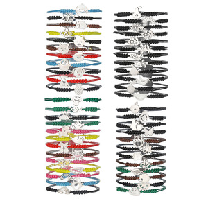 Colorful Woven Bracelets Set 12pcs Cartoon Stainless Steel Animal Charms Unisex Jewelry Gift - Product Image 1