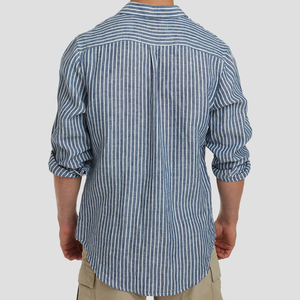 Camicia a Righe <span class=keywords><strong>in</strong></span> <span class=keywords><strong>Lino</strong></span> per <span class=keywords><strong>Uomo</strong></span>, Manica Lunga con Bottoni, Camicia Casual da <span class=keywords><strong>Uomo</strong></span>, Camicia Elegante Sostenibile, <span class=keywords><strong>Abbigliamento</strong></span> Personalizzato - Product Image 4