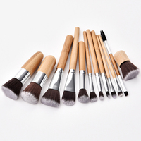 Pinceaux de maquillage en bambou synthétique Kabuki Diamond, ensemble de 11 pièces, logo personnalisé, mini marque privée, vente chaude, brosse à raser pour le visage
