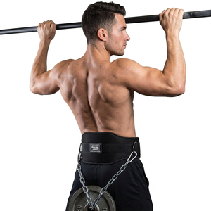 Unisex Heavy Duty Breathable Neoprene Straight Dipping Belt Weightlifting Gym Fitness Custom Logo Strong Steel <b>Chain</b> Back - Product Image 1