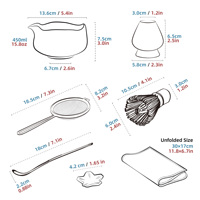 Ensemble de thé en porcelaine rose écologique 7 pièces avec cuillère en bambou, bol Chawan et logo personnalisé – Coffret cadeau pour usine
