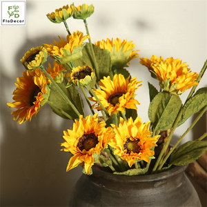 Bouquet De Tournesols Artificiels Avec Vase – Arrangement En Soie, Décoration Maison Et Bureau