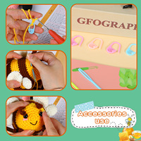 Kit de crochet DIY pour débutants : Poupées et figurines en tissu faites à la main, avec ornements en tricot, pelotes de laine, ornements animaux et motifs de dessins animés