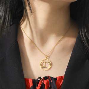 Collar con Colgante Geométrico de Círculo Espiral de <span class=keywords><strong>Fibonacci</strong></span> y Triángulo con Proporción Áurea, de Acero Inoxidable, para Mujer - Product Image 2