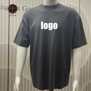 Hete Verkoop Hoge Kwaliteit 300 Gsm Dikke Kraag Zware Oversized T-Shirt Custom Borduurwerk Afdrukken 100% Katoen Mannen Blanco Tshirt