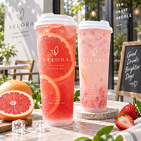 Gobelets à café en plastique PP rigide jetables écologiques de 16 oz avec couvercles en dôme pour les boissons et le thé à bulles Boba, avec logo personnalisé