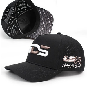High Quality Sporty Golf Performance Baseball <b>Hat</b> Cap Laser Cut Perforated Water Repellent Snapback <b>Waterproof</b> Custom Logo - Product Image 1