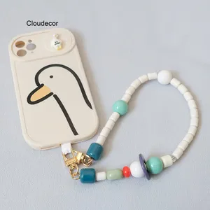 Big Irregular Pearls Mobile Phone Chain Promotional Gift White Designer Charms For Phone Cases Beaded Cellphone Strap Beads