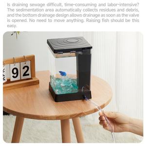 Aquário Inteligente Mini Quanying Pet QY-Z24 Edição Padrão Preto 140x140x210mm Acrílico de Alta Clareza com Luz LED de 8 Níveis - Product Image 5