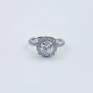 Bague de fiançailles <span class=keywords><strong>solitaire</strong></span> de luxe en platine PT950 à quatre griffes avec diamant de laboratoire et or massif - Product Image 1