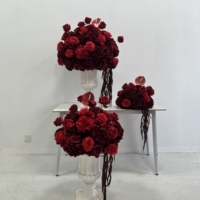 J-FB193 Großhandel Staubblau-Weiße Rosenblütenkugel Lilien-Rittersporn Seiden-Kunstblumenkugel Hochzeits-Tischdekoration