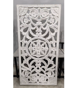 Premium White <b>MDF</b> Wall <b>Panel</b> with Intricate Floral Cutwork Pattern <b>Decorative</b> Wooden Wall Art Rectangle Design for Modern Home - Product Image 2
