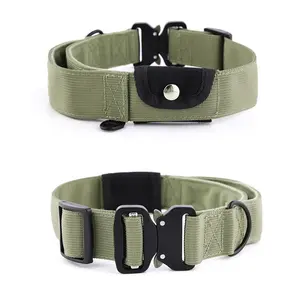 Hersteller Custom Pet Tactical Hunde halsband mit Steuer griff und Schwermetalls chnalle Verstellbares Trainings-Nylon-Hunde halsband