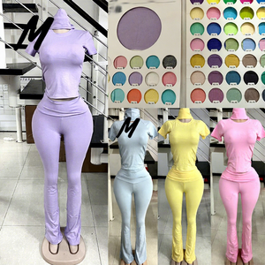 Completo da donna in cotone a maniche lunghe con logo personalizzato, due pezzi, loungewear, adatto per ragazze alte, abbigliamento donna Estate 2026 - Product Image 4