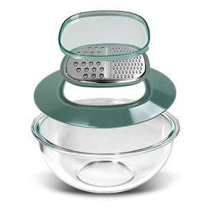 NUEVO PRODUCTO - Tazón <span class=keywords><strong>para</strong></span> Ensalada de Vidrio de Borosilicato de Alta Calidad, Manual, <span class=keywords><strong>2</strong></span> en 1, con Rallador de Vegetales/Queso y Almacenamiento, Sostenible - Product Image 1