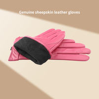 Gants en peau de chèvre nappa rose pour femmes, 100% peau de chèvre, doublés de polaire, style uni, pour l'hiver, thermiques, pour le cyclisme quotidien, utilisation en extérieur
