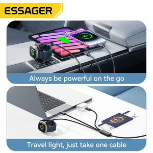 ESSAGER Pd 100W Max telefono cellulare tipo <span class=keywords><strong>C</strong></span> a <span class=keywords><strong>C</strong></span> <span class=keywords><strong>3</strong></span> in 1 cavo di ricarica dati <span class=keywords><strong>3</strong></span> in 1 cavo di ricarica Usb con caricatore orologio - Product Image 6