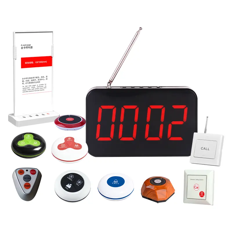 Host Display Receiver 433.92 Frequency Wireless Calling System Waiter Call Button With Fast Food Restaurant Pager