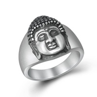 Bague vintage thaïlandaise en argent sterling 990 avec tête de Bouddha porte-bonheur Sakyamuni Bodhisattva et sertissage en zircon, cadeau de fête unisexe