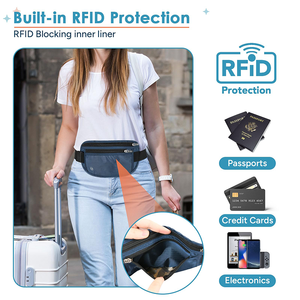 Marsupio a tracolla RFID con <span class=keywords><strong>cintura</strong></span> porta soldi nascosta, sottile, antifurto, da viaggio, porta passaporto, marsupio regolabile - Product Image 3
