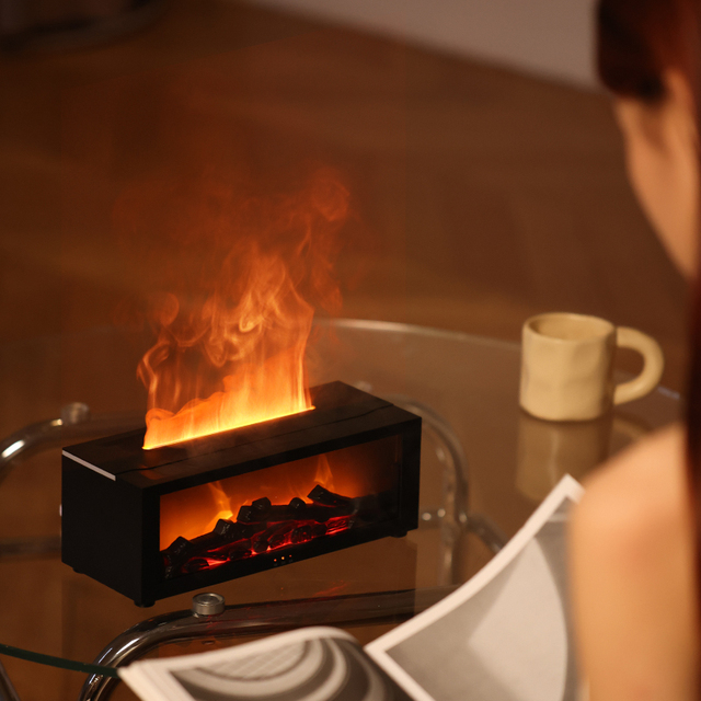 USB Power Source Flame Remote Control 3D Fog Humidifier Colorful Light Fireplace Aroma Diffuser and Essential Oil Diffuser