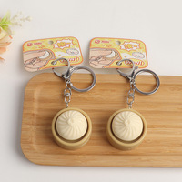 Porte-clés anti-stress 3D mignon en forme de Baozi, jouet sonore à interrupteur de clavier mécanique, breloque de sac en forme de boulette vapeur, cadeau