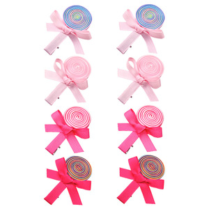 Pince <span class=keywords><strong>à</strong></span> cheveux rose bonbon faite <span class=keywords><strong>à</strong></span> la main avec ruban, pince <span class=keywords><strong>à</strong></span> franges, nœud pour enfants avec motif sucette - Product Image 5