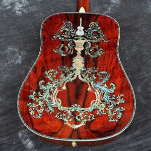 Cocobolo-<span class=keywords><strong>guitarra</strong></span> acústica de lujo, <span class=keywords><strong>guitarra</strong></span> con incrustación de abulón, hecha a mano - Product Image 1