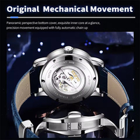 OLEVS 9923 Herren uhr Luxus Original Automatik Mechanische Uhr Leder armband Wasserdichte leuchtende Sternen uhr für Herren