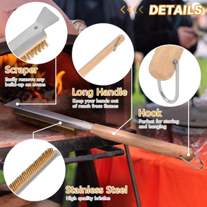 Brosse à gril en laiton de 26 pouces, brosse à barbecue pour la cuisson en plein air, outil de nettoyage de gril robuste à poils doux - Product Image 4