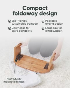 Bamboo Foldable <strong>Meditation</strong> Bench Ergonomic Portable Kneeling <strong>Stool</strong> with Carry Bag for Yoga Prayer - Product Image 4