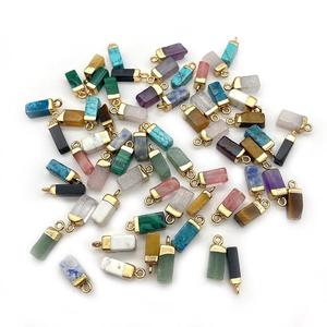 Abalorios de Piedra Natural en Forma de Barra |   Colgante de Piedras Preciosas Surtidas con Base Dorada para la Creación de Joyería DIY |   Ametista, Cuarzo Rosa, Turquesa - Product Image 5