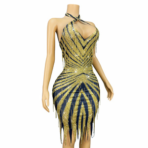 Novance Y5217ベストセラー製品ラインストーンタッセルカクテルドレスプロム用中空セクシーレディースファッションクラブドレス - Product Image 2