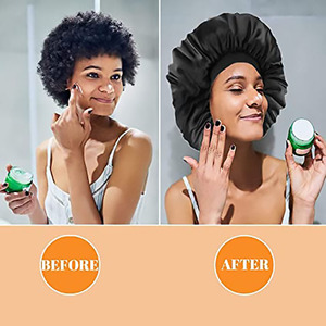 Lingsheng Logo personalizzato Private Label bellezza dei capelli delle donne Extra Large cuffia di raso con Logo coulisse per cuffia - Product Image 4