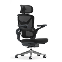 Chaise de bureau ergonomique en maille de nylon avec siège rembourré, appui-tête 5D, accoudoirs 5D en PU, repose-pieds rétractable pour bureau à domicile
