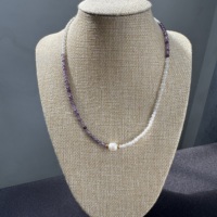 Collier de perles en pierre naturelle côtière à faible MOQ, pendentif coquillage et perle d'eau douce, pierre précieuse océanique, tourmaline, bijoux pour femme, idéal pour un cadeau