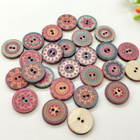 Kancing Bunga Kayu Bulat Vintage Ramah Lingkungan Grosir, Dicetak, 15mm 20mm 25mm 2 Lubang, untuk Kerajinan DIY dan Dekorasi Pakaian