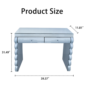 Modern <b>Silver</b> Glass Mirror <b>Console</b> <b>Table</b> with 2 Drawers Glass Top for Hotel & Living Room - Product Image 6