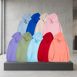 Unisex Oversized Hooded <b>Sweatshirt</b> Solid Color Knitted Casual Autumn Wear Pocket Design Regular Sleeve Fit - Product Image 4