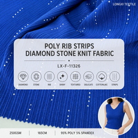 Tissu extensible en poly côtelé avec pierres en diamant, 95% Poly 5% Sp, 250GSM, 165cm, aspect coton brillant, pour gilet T-shirt double face pour filles