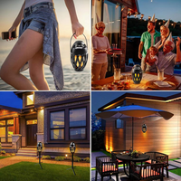 Haut-parleur torche LED sans fil d'extérieur avec système multi-synchronisation sans fil, haut-parleur de patio un-vers-plusieurs pour le camping