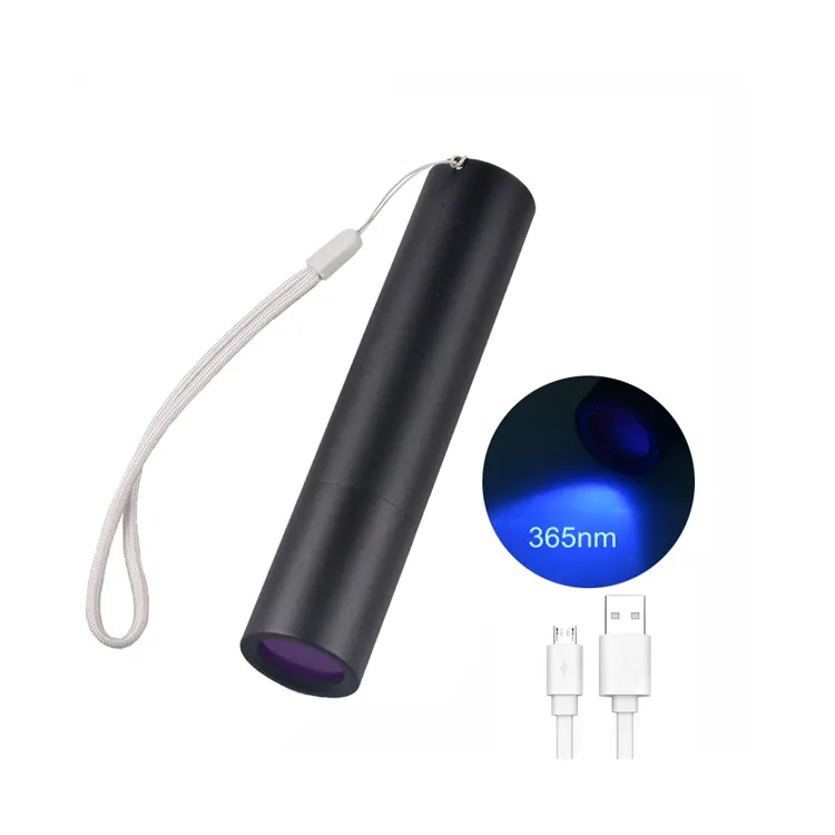 Mini USB ricaricabile a luce UV torcia a Led impermeabile in lega di alluminio 365NM cane da compagnia gatto urina denaro rivelatore UV luce viola